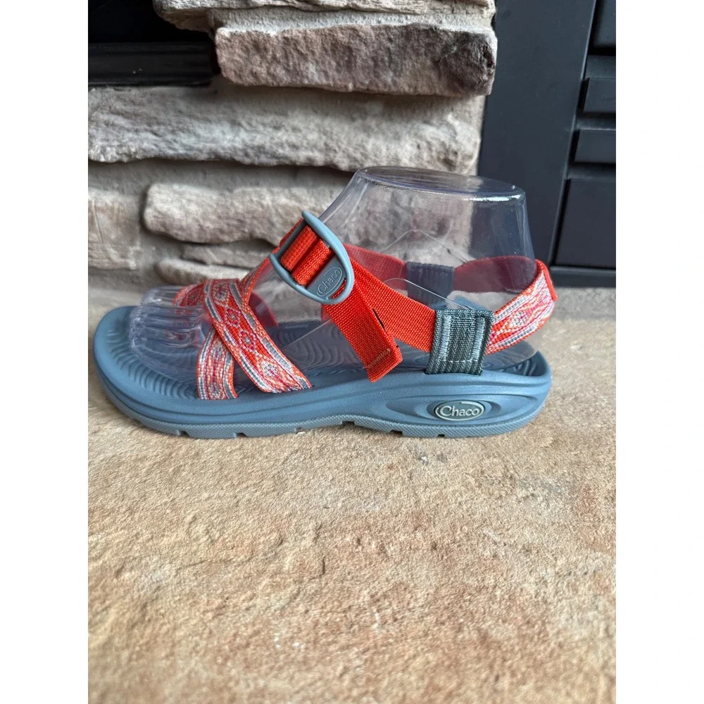 Chaco Z Cloud Sandals Womens 7 Orange Gray Strap Hiking Shoes Outdoor Granola - Picture 2 of 10